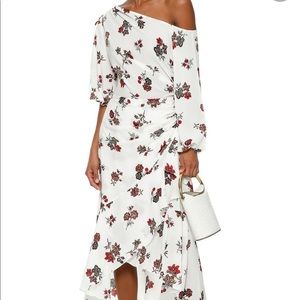 A.L.C. Florence Asymmetric Floral Silk Midi Dress